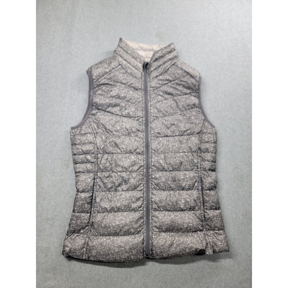 BE‎ Blanc Noir Vest Womens Small Gray Mottled Down Zip Quilted Puffer Packable